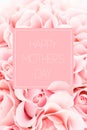 Pink greeting card of roses with inscription Ã¢â¬ÅHappy motherÃ¢â¬â¢s dayÃ¢â¬Â